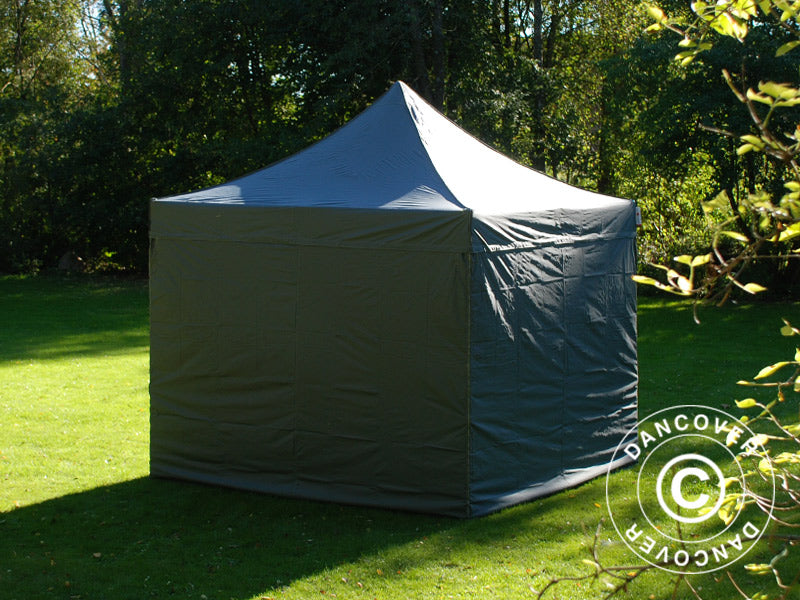 Tente pliante FleXtents PRO 3x3m Gris, avec 4 cotés