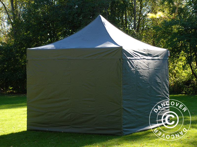 Tente pliante FleXtents PRO 3x3m Gris, avec 4 cotés