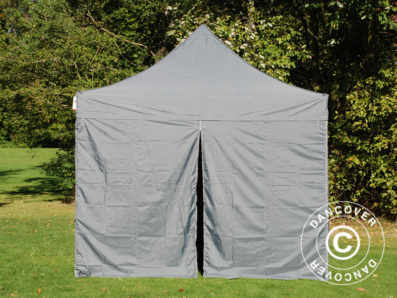 Tente pliante FleXtents PRO 3x3m Gris, avec 4 cotés