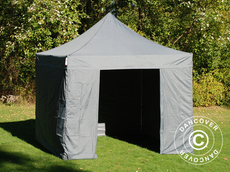 Tente pliante FleXtents PRO 3x3m Gris, avec 4 cotés