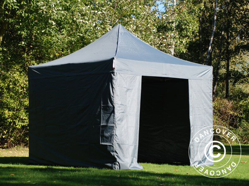 Tente pliante FleXtents PRO 3x3m Gris, avec 4 cotés