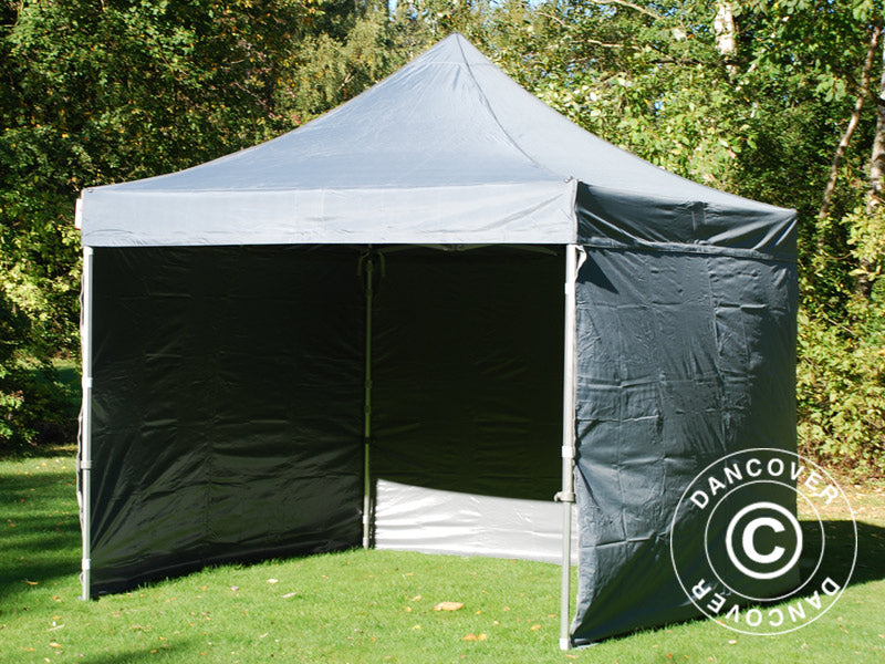 Tente pliante FleXtents PRO 3x3m Gris, avec 4 cotés