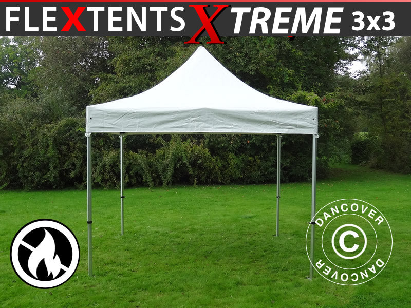 Tente Pliante FleXtents Xtreme 50 Heavy Duty 3x3m Blanc, Ignifugé