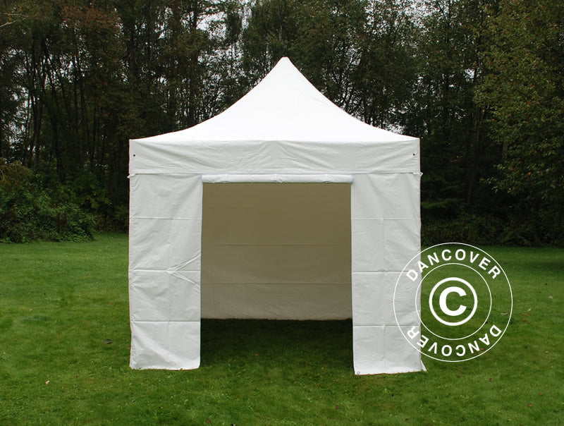 Tente Pliante FleXtents Xtreme 50 Heavy Duty 3x3m, Blanc avec 4 cotés, Ignifugé