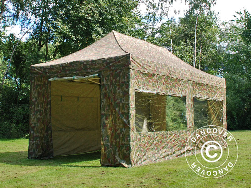 Tente Pliante FleXtents PRO 3x6m Camouflage, avec 6 cotés