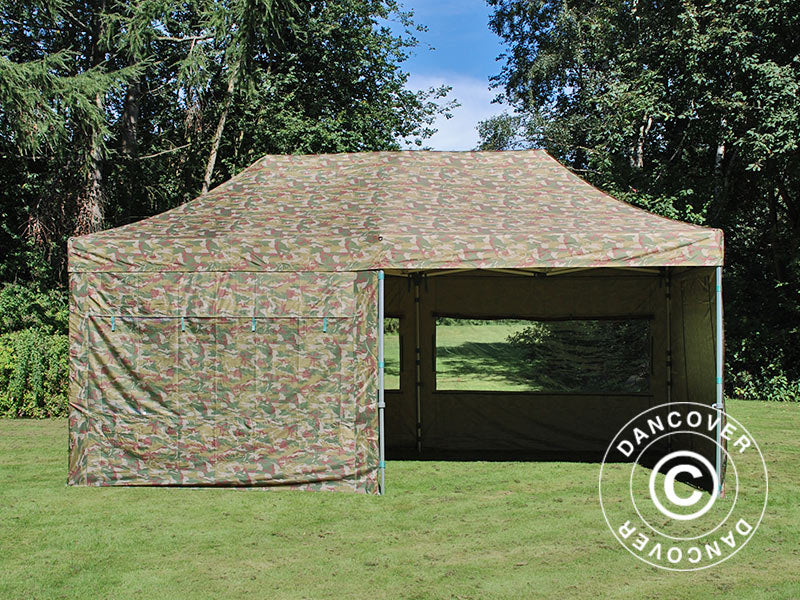 Tente Pliante FleXtents PRO 3x6m Camouflage, avec 6 cotés