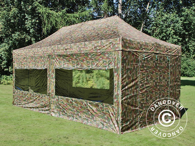 Tente Pliante FleXtents PRO 3x6m Camouflage, avec 6 cotés