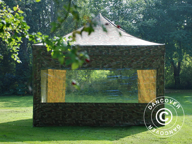 Tente pliante FleXtents PRO 4x4m Camouflage, avec 4 cotés