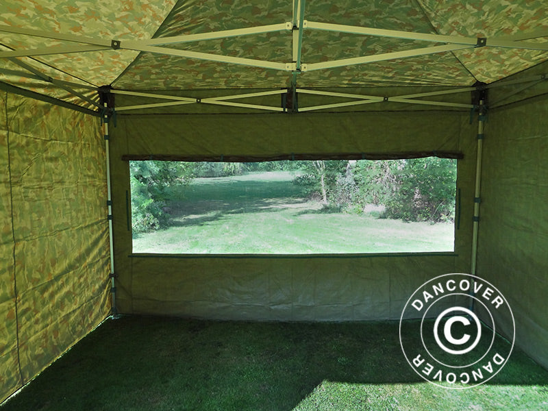 Tente pliante FleXtents PRO 4x4m Camouflage, avec 4 cotés