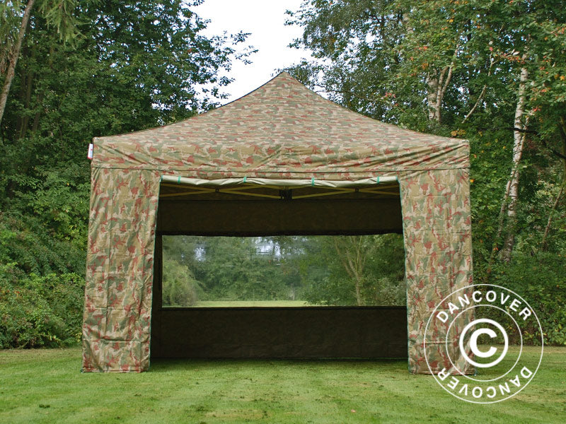 Tente pliante FleXtents PRO 4x4m Camouflage, avec 4 cotés