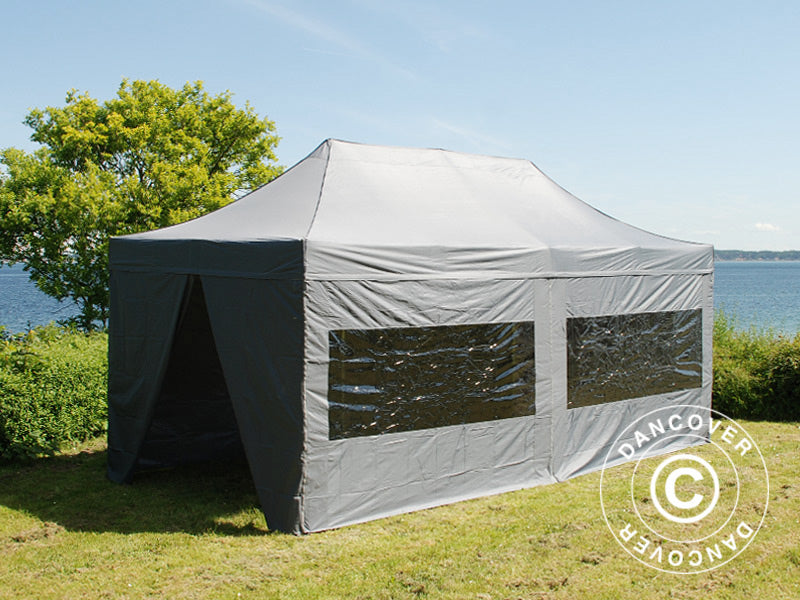 Faltzelt FleXtents PRO 3x6m Grau, mit 6 Seitenwänden