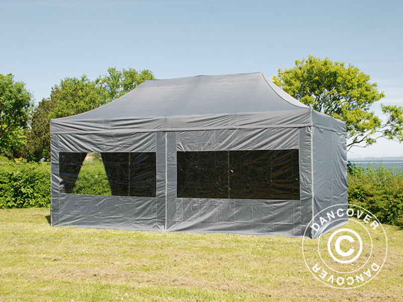 Faltzelt FleXtents PRO 3x6m Grau, mit 6 Seitenwänden