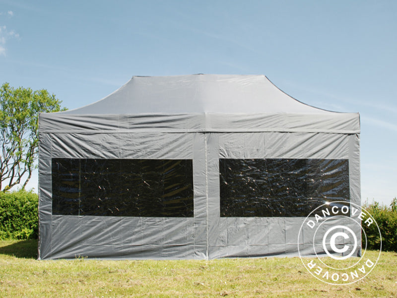 Faltzelt FleXtents PRO 3x6m Grau, mit 6 Seitenwänden