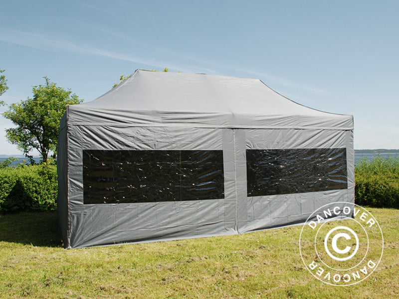 Faltzelt FleXtents PRO 3x6m Grau, mit 6 Seitenwänden