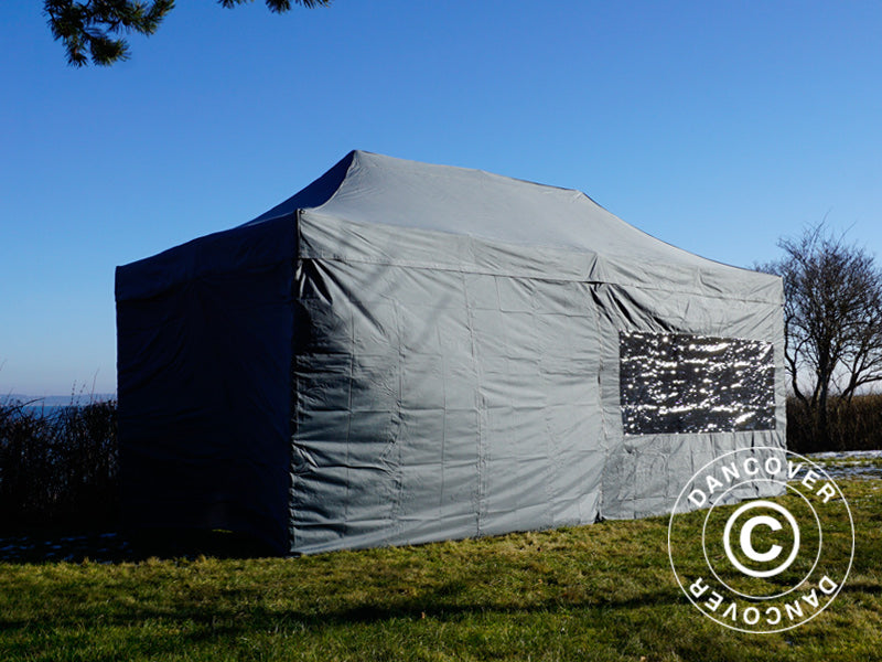 Faltzelt FleXtents PRO 3x6m Grau, mit 6 Seitenwänden