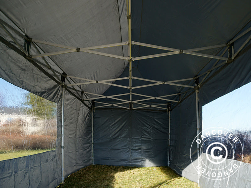 Faltzelt FleXtents PRO 3x6m Grau, mit 6 Seitenwänden