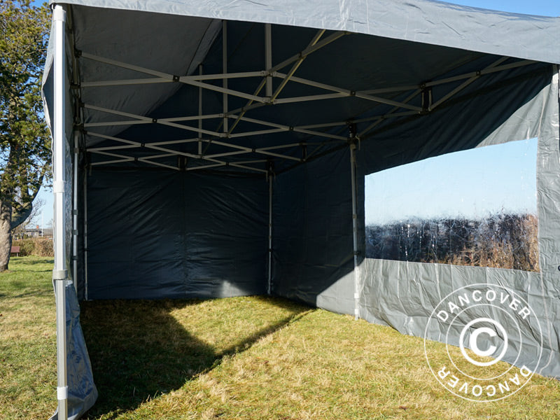 Faltzelt FleXtents PRO 3x6m Grau, mit 6 Seitenwänden