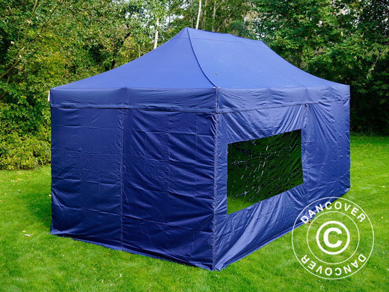 Gazebo pieghevole FleXtents PRO 3x6m Blu scuro, inclusi 6 fianchi