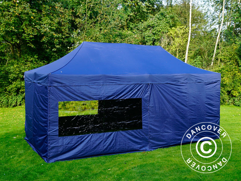 Tente pliante FleXtents Xtreme 50 3x6m Bleu foncé, avec 6 cotés