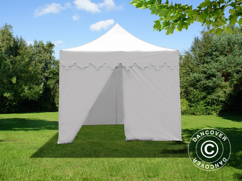 Tente Pliante FleXtents PRO "Morocco" 3x3m Blanc, avec 4 cotés