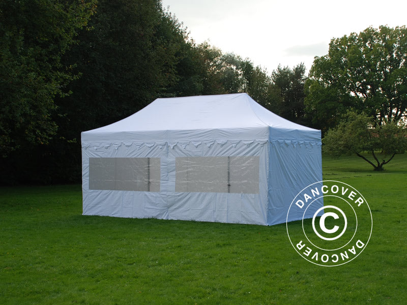 Faltzelt FleXtents PRO "Morocco" 3x6m Weiß, mit 6 Seitenwänden