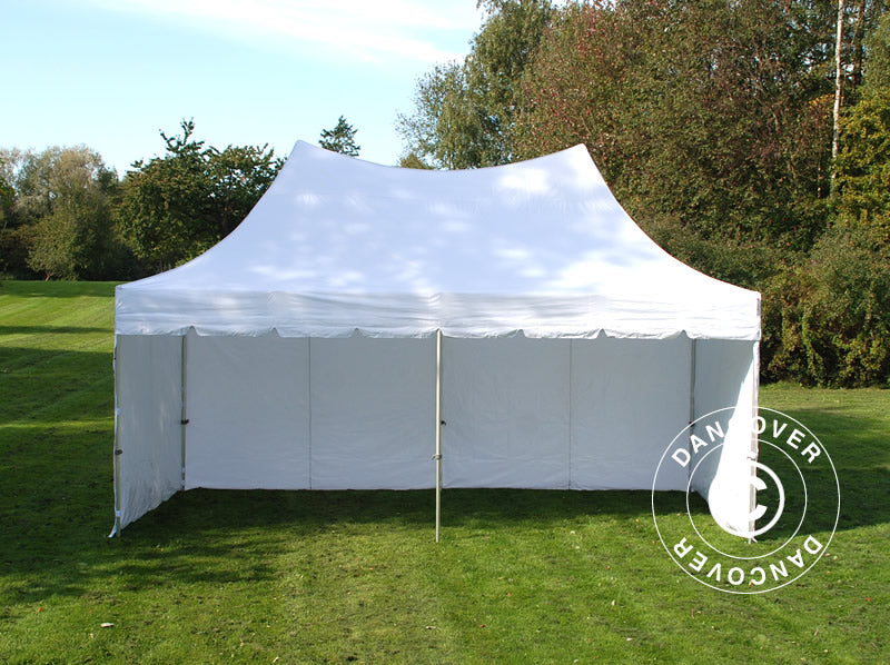 Tente pliable FleXtents PRO Peak Pagoda 3x6m Blanc, Incl. 6 parois latérales