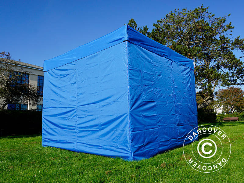 Faltzelt FleXtents Xtreme 60 3x3m Blau, mit 4 Seitenwänden