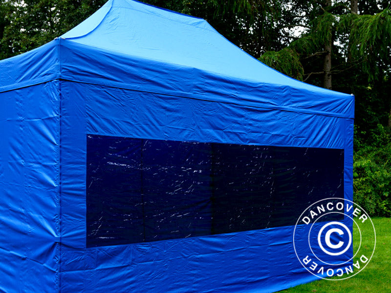 Faltzelt FleXtents PRO 3x4,5m Blau, mit 4 Seitenwänden