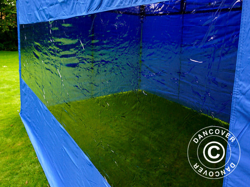 Faltzelt FleXtents PRO 3x4,5m Blau, mit 4 Seitenwänden