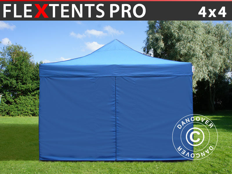Tente pliante FleXtents PRO 4x4m Bleu, avec 4 cotés