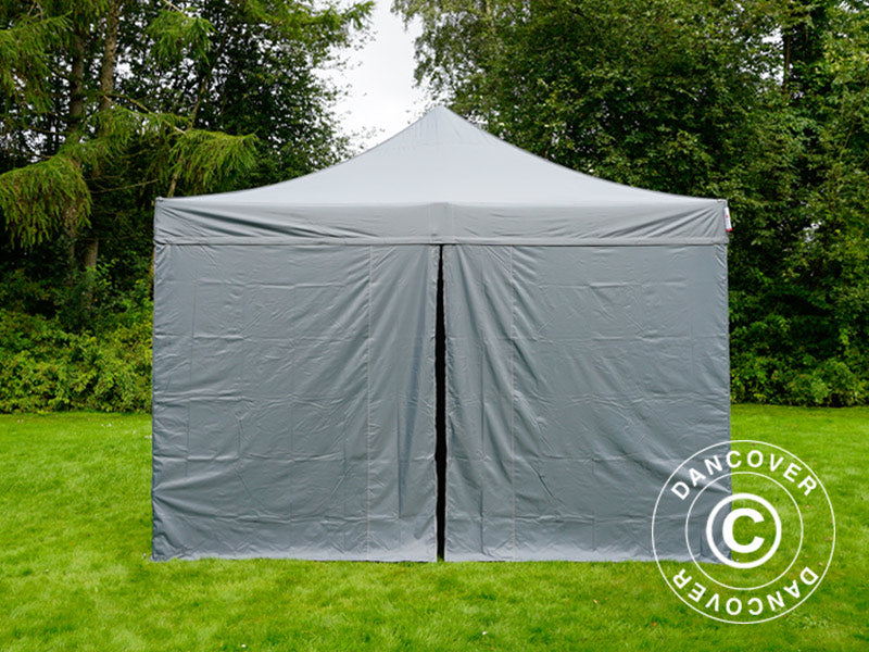 Tente pliante FleXtents PRO 4x4m Gris, avec 4 cotés