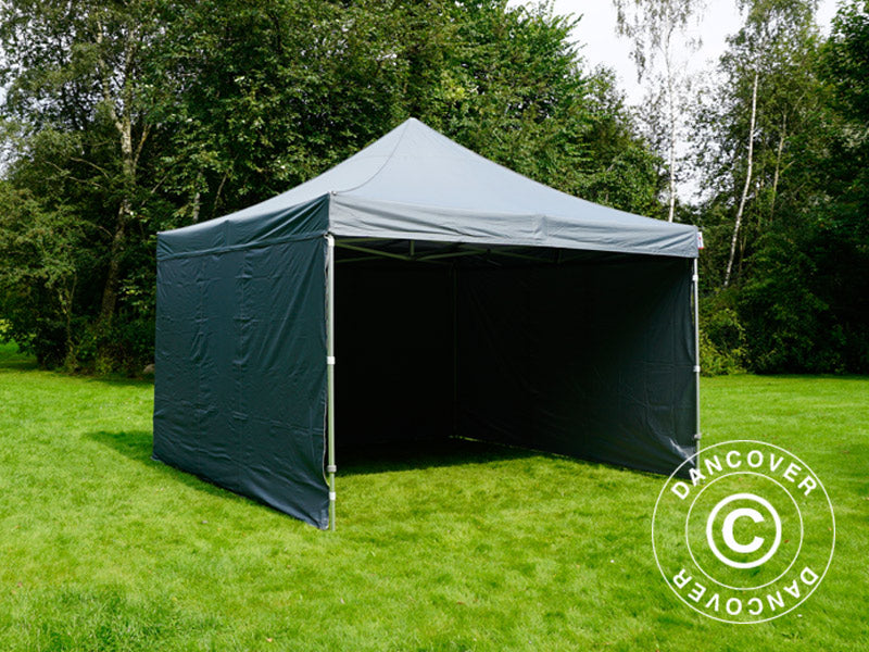 Tente pliante FleXtents PRO 4x4m Gris, avec 4 cotés