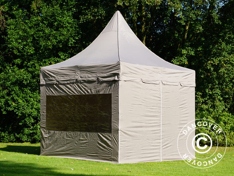 Tente pliante FleXtents PRO Peak Pagoda 3x3m Latte, Incl. 4 parois latérales