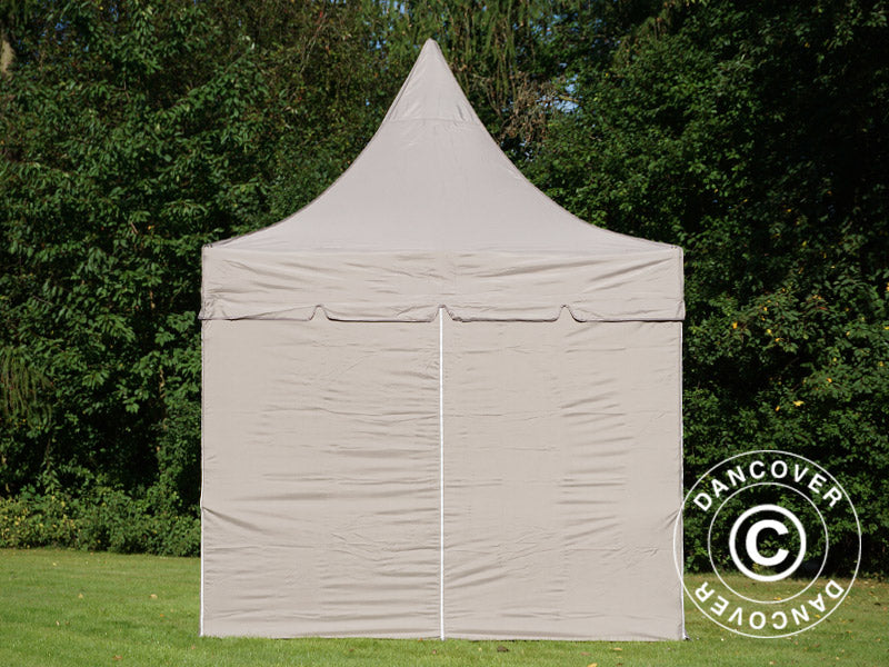 Gazebo pieghevole FleXtents PRO Peak Pagoda 3x3m Latte, incluso 4 pareti laterali