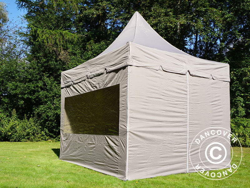 Gazebo pieghevole FleXtents PRO Peak Pagoda 3x3m Latte, incluso 4 pareti laterali