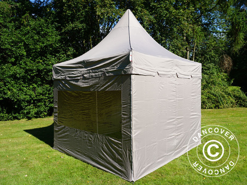 Gazebo pieghevole FleXtents PRO Peak Pagoda 3x3m Latte, incluso 4 pareti laterali