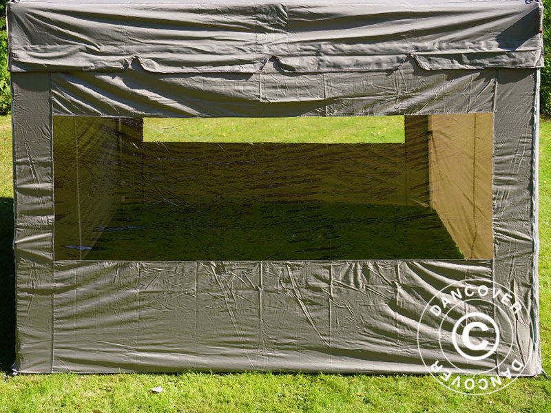Gazebo pieghevole FleXtents PRO Peak Pagoda 3x3m Latte, incluso 4 pareti laterali
