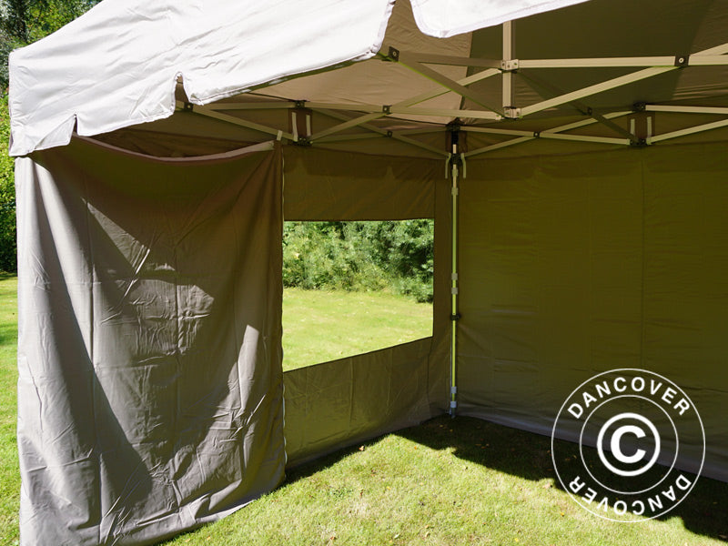 Gazebo pieghevole FleXtents PRO Peak Pagoda 3x3m Latte, incluso 4 pareti laterali