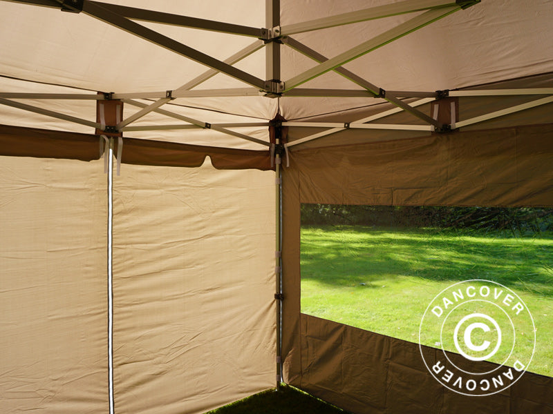Gazebo pieghevole FleXtents PRO Peak Pagoda 3x3m Latte, incluso 4 pareti laterali