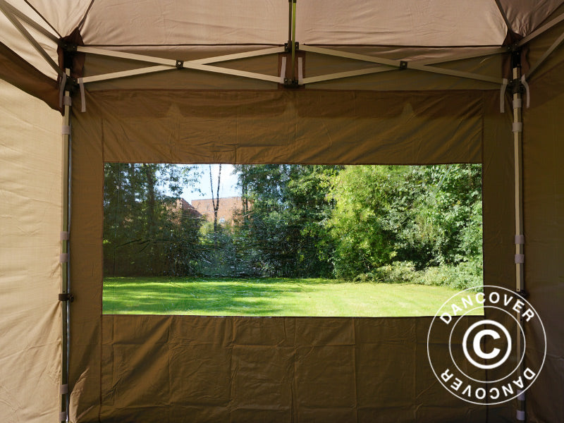 Gazebo pieghevole FleXtents PRO Peak Pagoda 3x3m Latte, incluso 4 pareti laterali