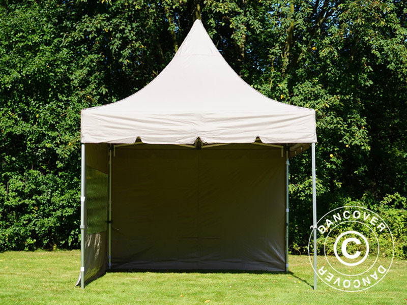 Gazebo pieghevole FleXtents PRO Peak Pagoda 3x3m Latte, incluso 4 pareti laterali