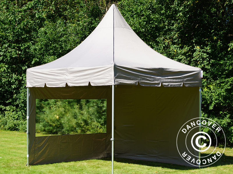 Gazebo pieghevole FleXtents PRO Peak Pagoda 3x3m Latte, incluso 4 pareti laterali