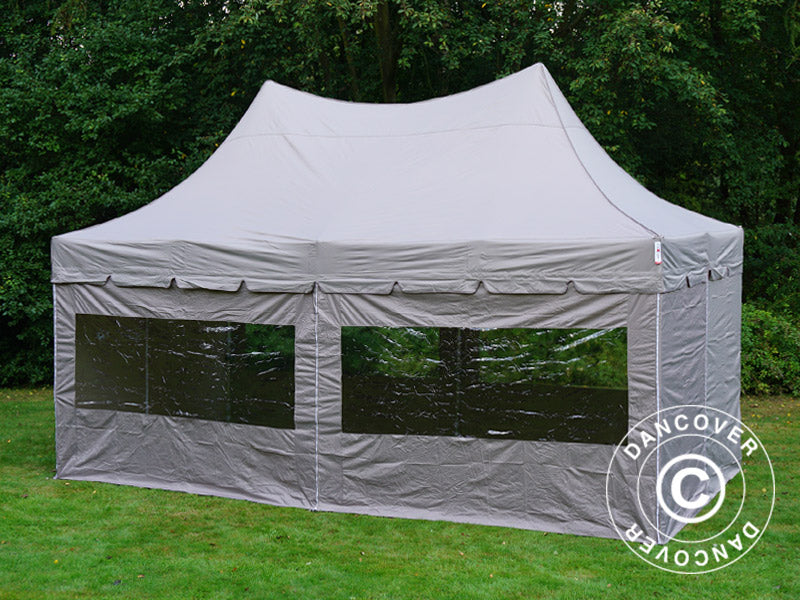 Tente pliante FleXtents PRO Peak Pagoda 3x6m Latte, Incl. 6 parois latérales