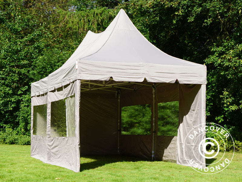 Tente pliante FleXtents PRO Peak Pagoda 3x6m Latte, Incl. 6 parois latérales