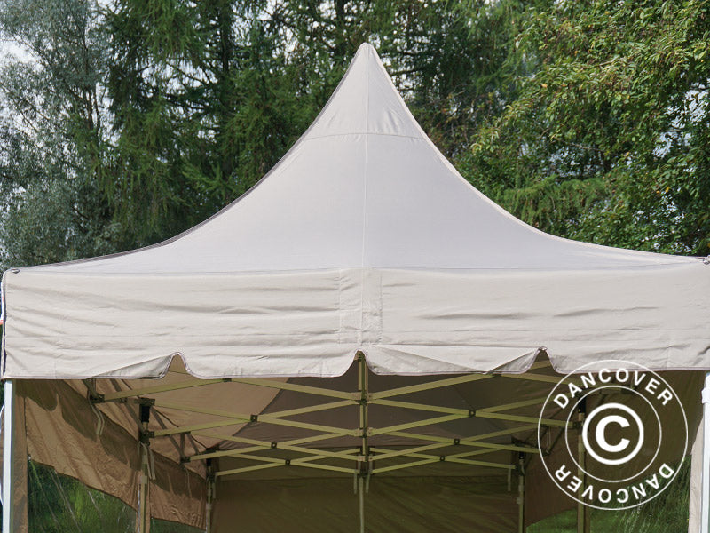 Tente pliante FleXtents PRO Peak Pagoda 3x6m Latte, Incl. 6 parois latérales