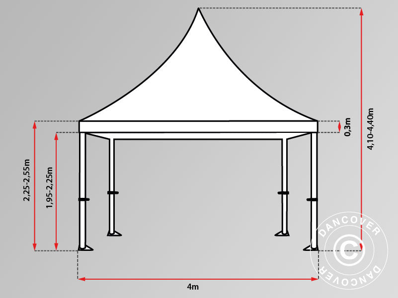 Faltzelt FleXtents PRO Peak Pagoda 4x8m Weiß