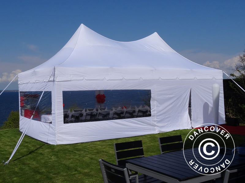 Gazebo pieghevole FleXtents PRO Peak Pagoda 4x8m Bianco, incluso 6 pareti laterali