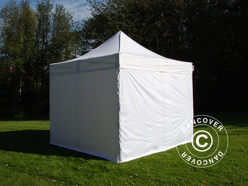 Gazebo pieghevole FleXtents PRO 3x3m Bianco, Ignifugo, inclusi 4 fianchi