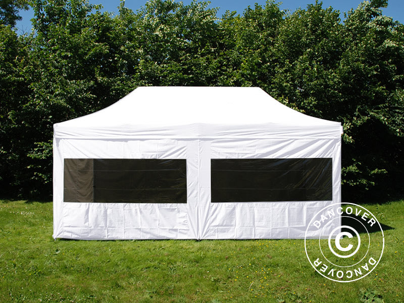 Faltzelt FleXtents PRO 3x6m Weiß, Flammenhemmend, mit 6 Seitenwänden