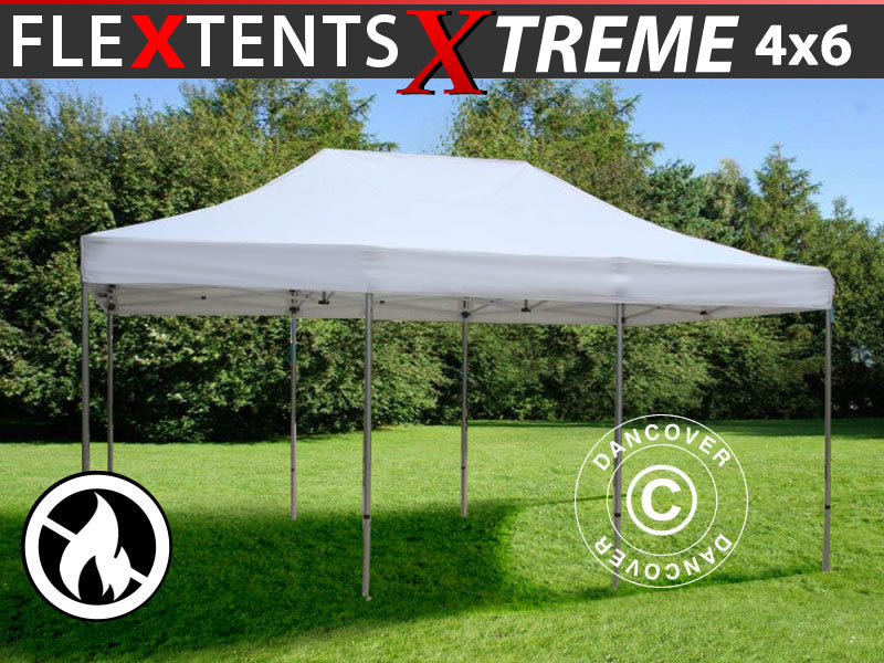 Faltzelt FleXtents Xtreme 50 4x6m Weiß, Flammenhemmend